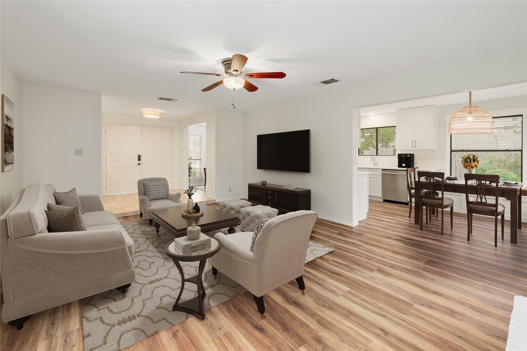 409 Cedar Mound Pass Cedar Park, TX 78613 - Photo 2 of 18 a living room with furniture and a flat screen tv