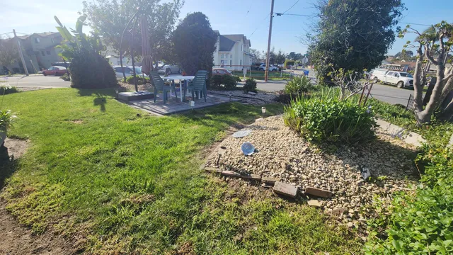a view of a house with a backyard