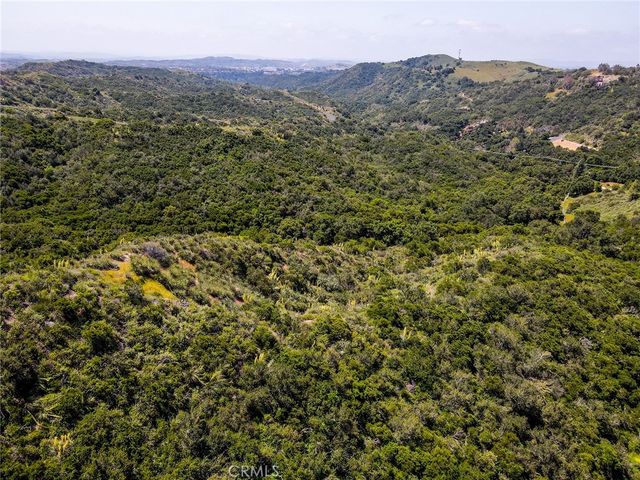 a view of a field with a mountain in the background