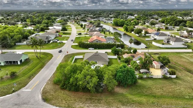 a view of a lake with a city