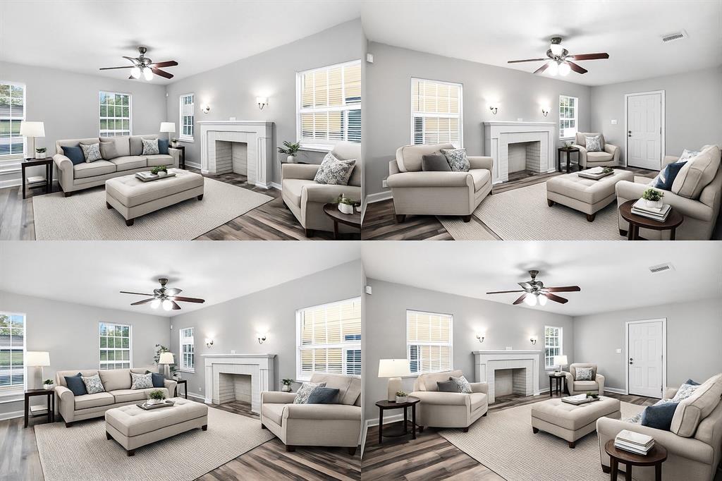 227 South Hampton Road Dallas, TX 75208 - Photo 9 of 32 Living room featuring a brick fireplace and ceiling fan