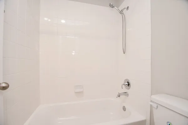 a bathroom with a bathtub
