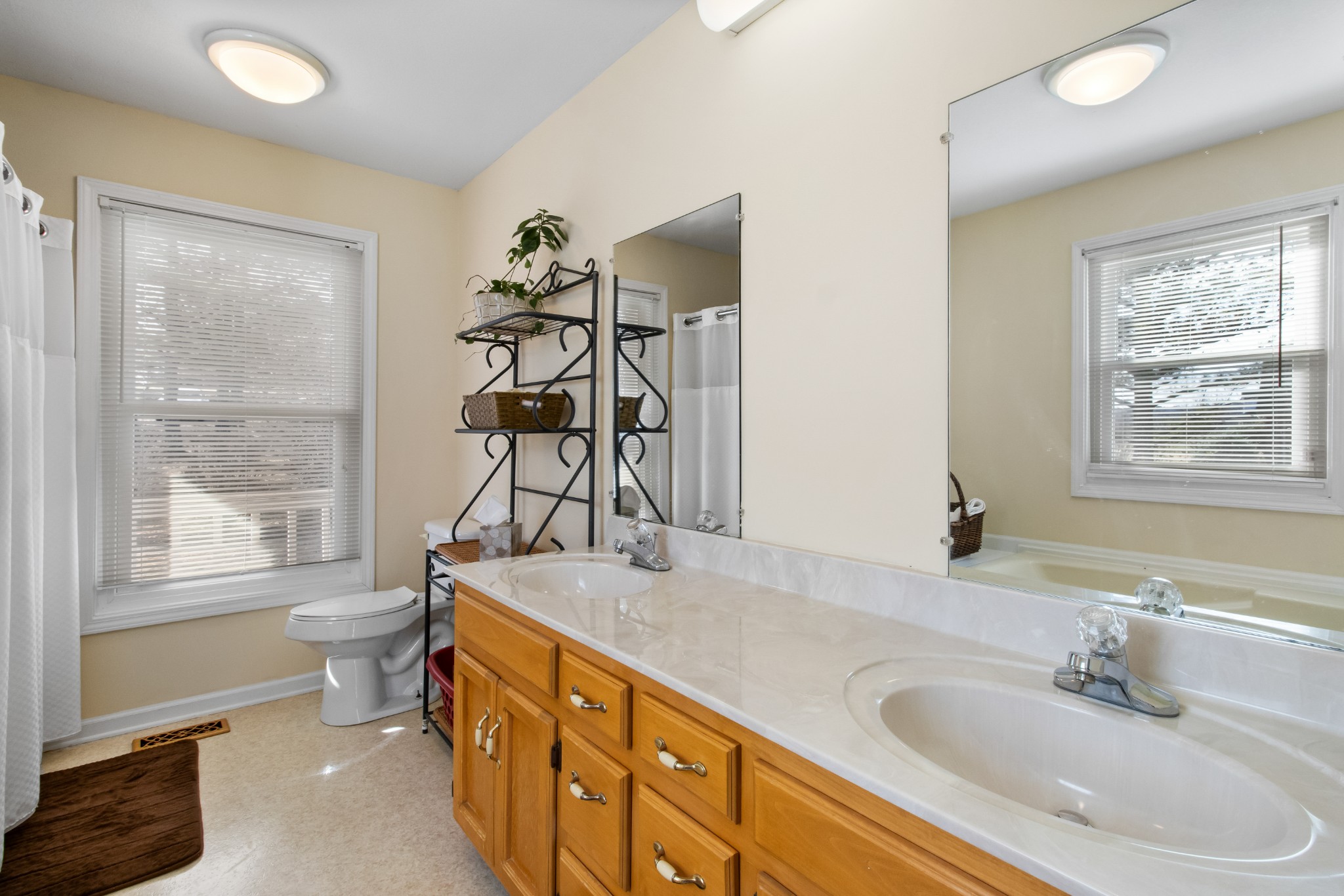 3710 Marthas Chapel Road Cunningham, TN 37052 - Photo 22 of 50 a bathroom with a double vanity sink toilet and a window