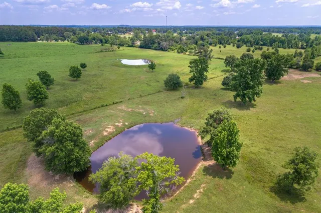 a view of a lake with a yard