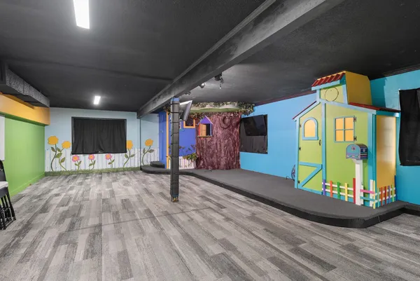 a view of an indoor garage