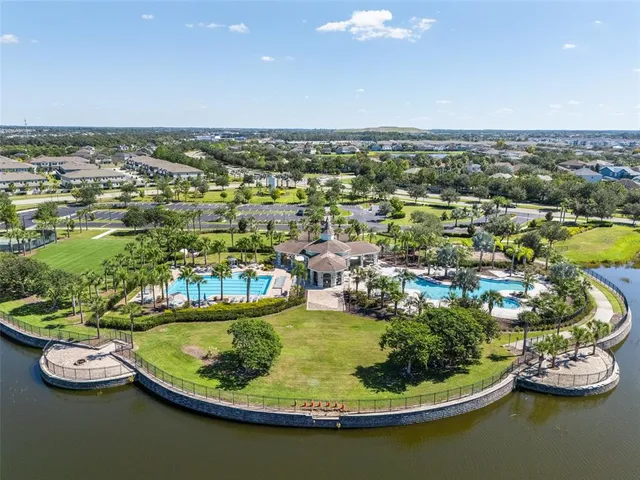 a view of a lake with a house