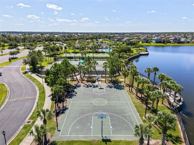 a view of a swimming pool and outdoor space