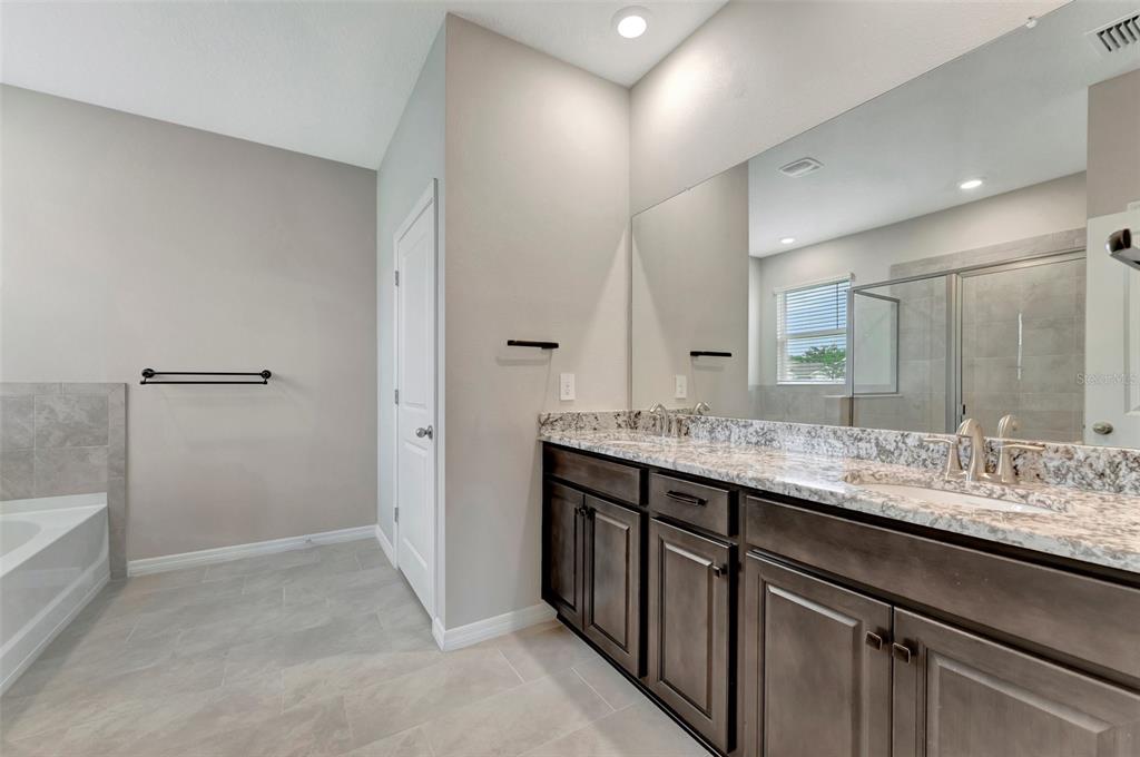 5210 Grove Mill Loop Lakewood Ranch, FL 34211 - Photo 22 of 48 a bathroom with a granite countertop sink and a mirror