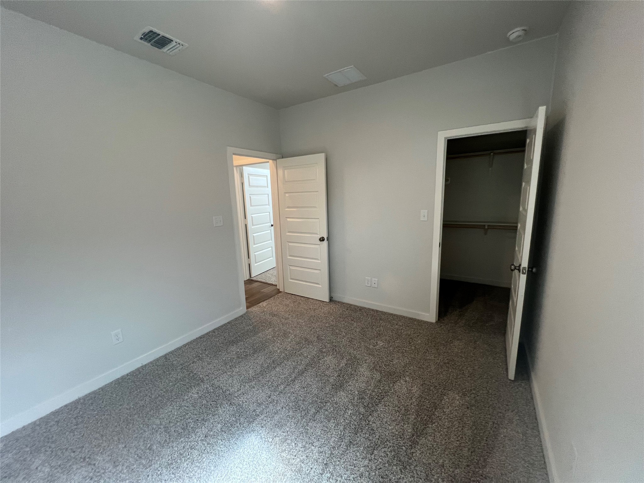 255 Gus Loop Georgetown, TX 78626 - Photo 9 of 24 A well-lit bedroom features plush gray carpet and a convenient walk-in closet.