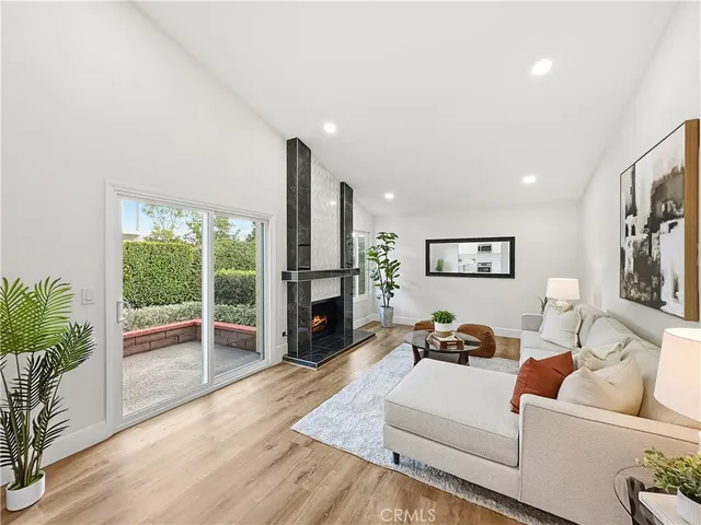 a view of a garden from a balcony