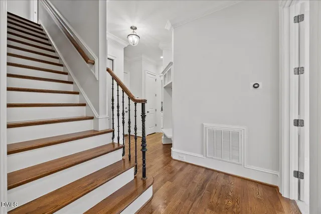 a view of small space with wooden floor