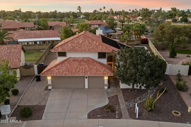 an aerial view of a house