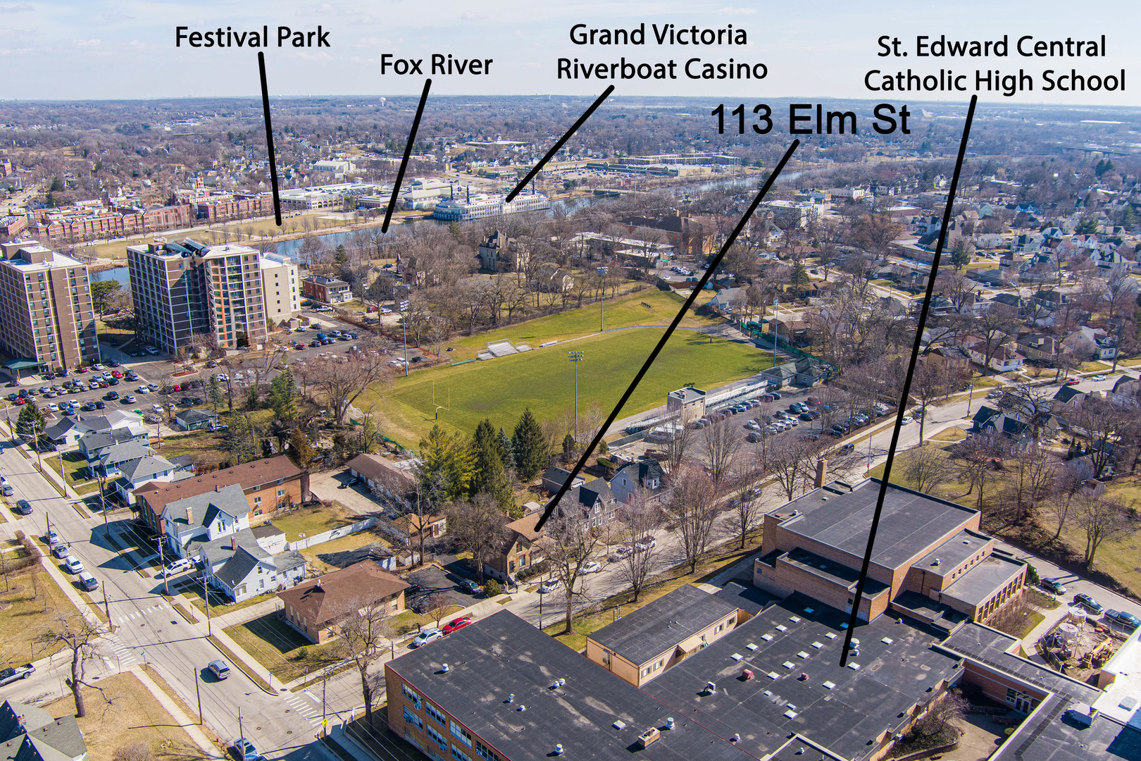 113 Elm Street, Unit B Elgin, IL 60123 - Photo 4 of 22 an aerial view of a