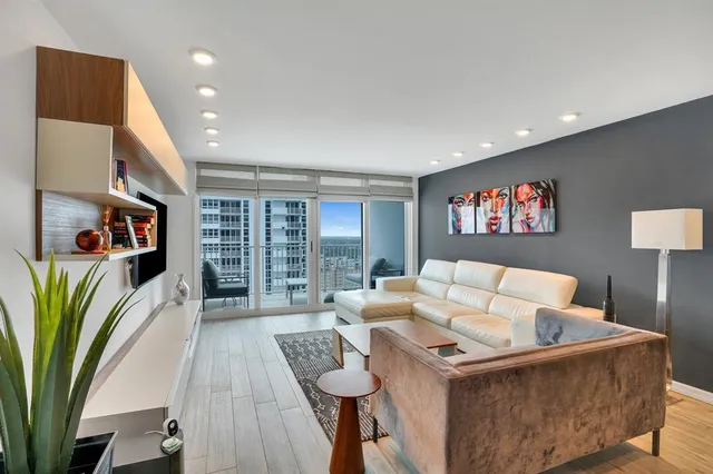 a view of a balcony from a window