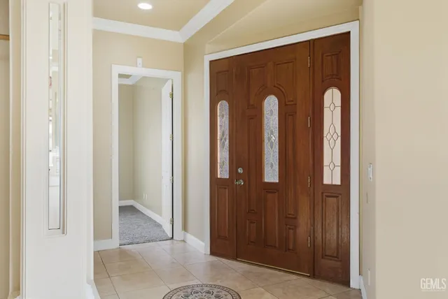 a view of a hallway with windows