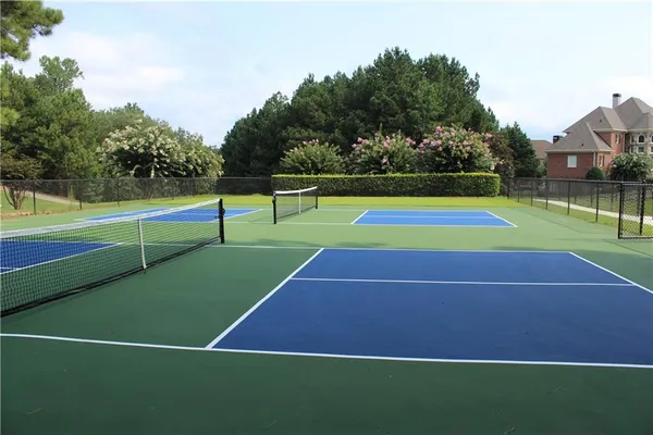 a view of a bench in a backyard