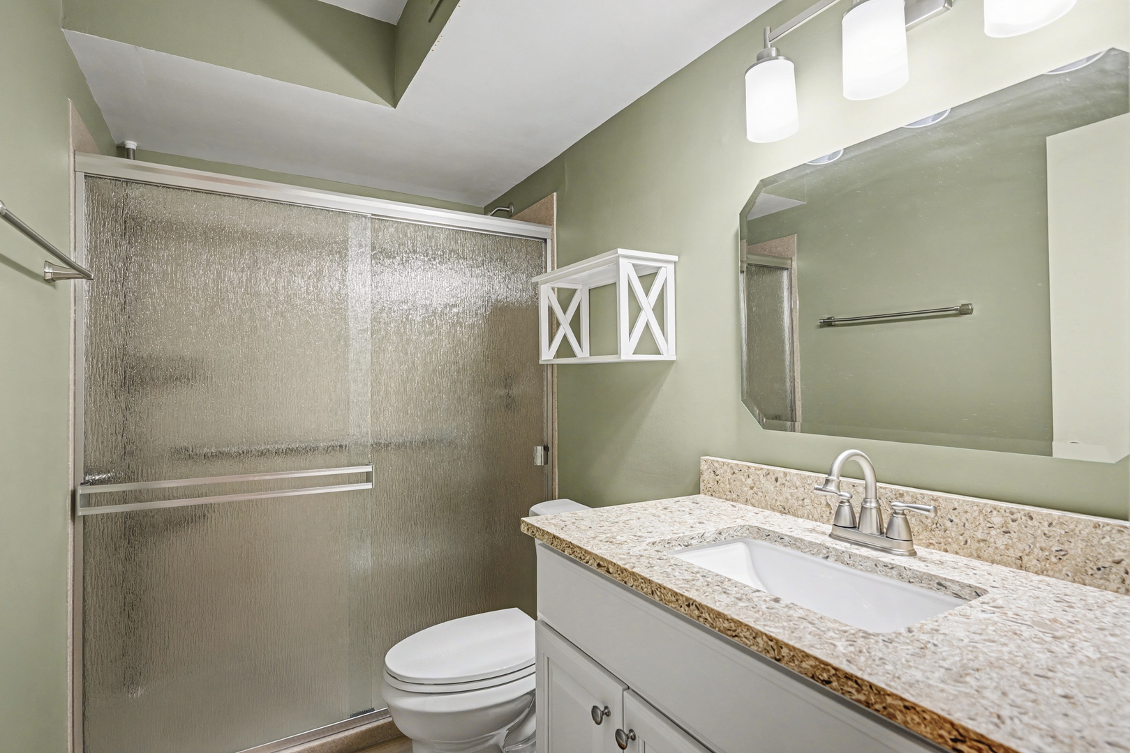 40 South Main Street, Unit 4A Glen Ellyn, IL 60137 - Photo 11 of 25 a bathroom with a granite countertop sink toilet and shower