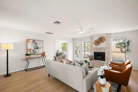 a workspace with furniture and window