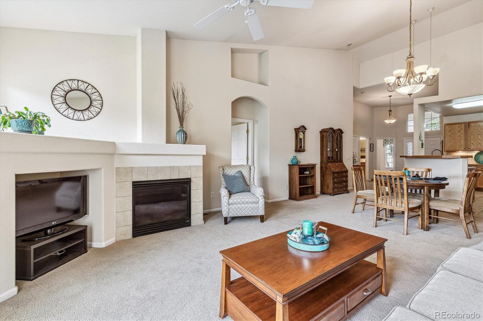 6596 South Reed Way, Unit B Littleton, CO 80123 - Photo 8 of 22 a living room with furniture and a fireplace