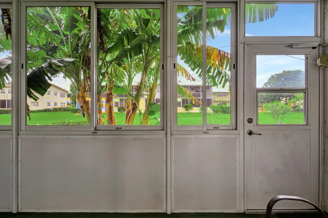 a view of a garden from a windows