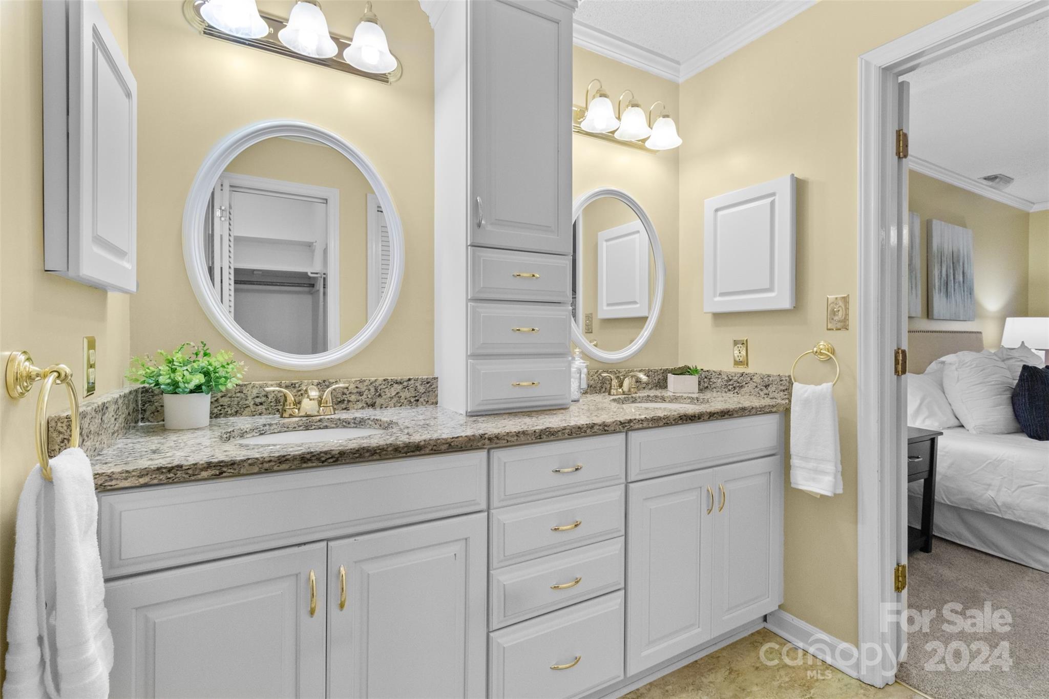 348 Beverly Circle Charlotte, NC 28270 - Photo 24 of 45 a bathroom with a granite countertop double vanity sink and a mirror