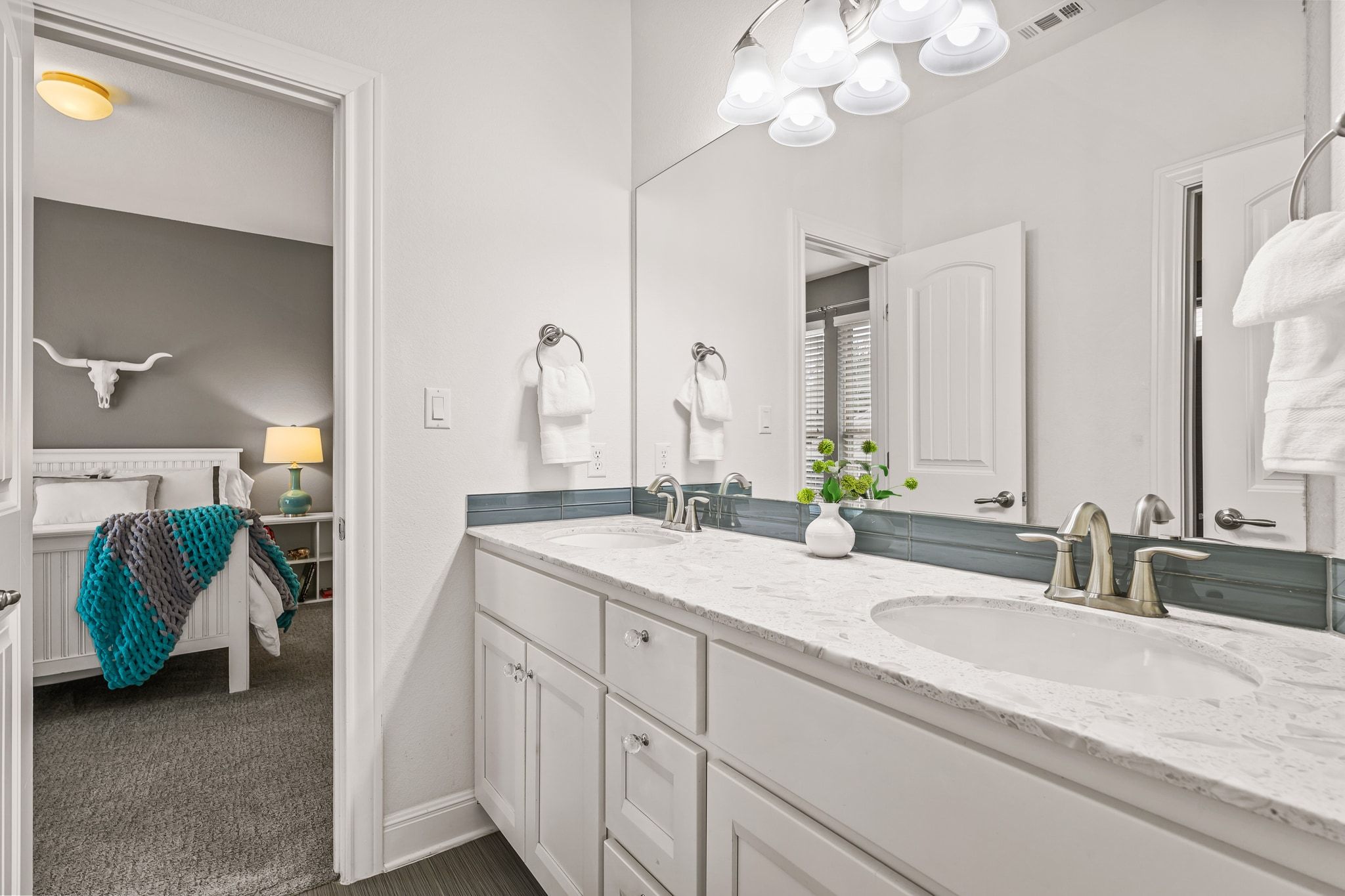 4609 Gallego Circle Austin, TX 78738 - Photo 23 of 40 Jack and Jill bath room, double vanity, private shower area