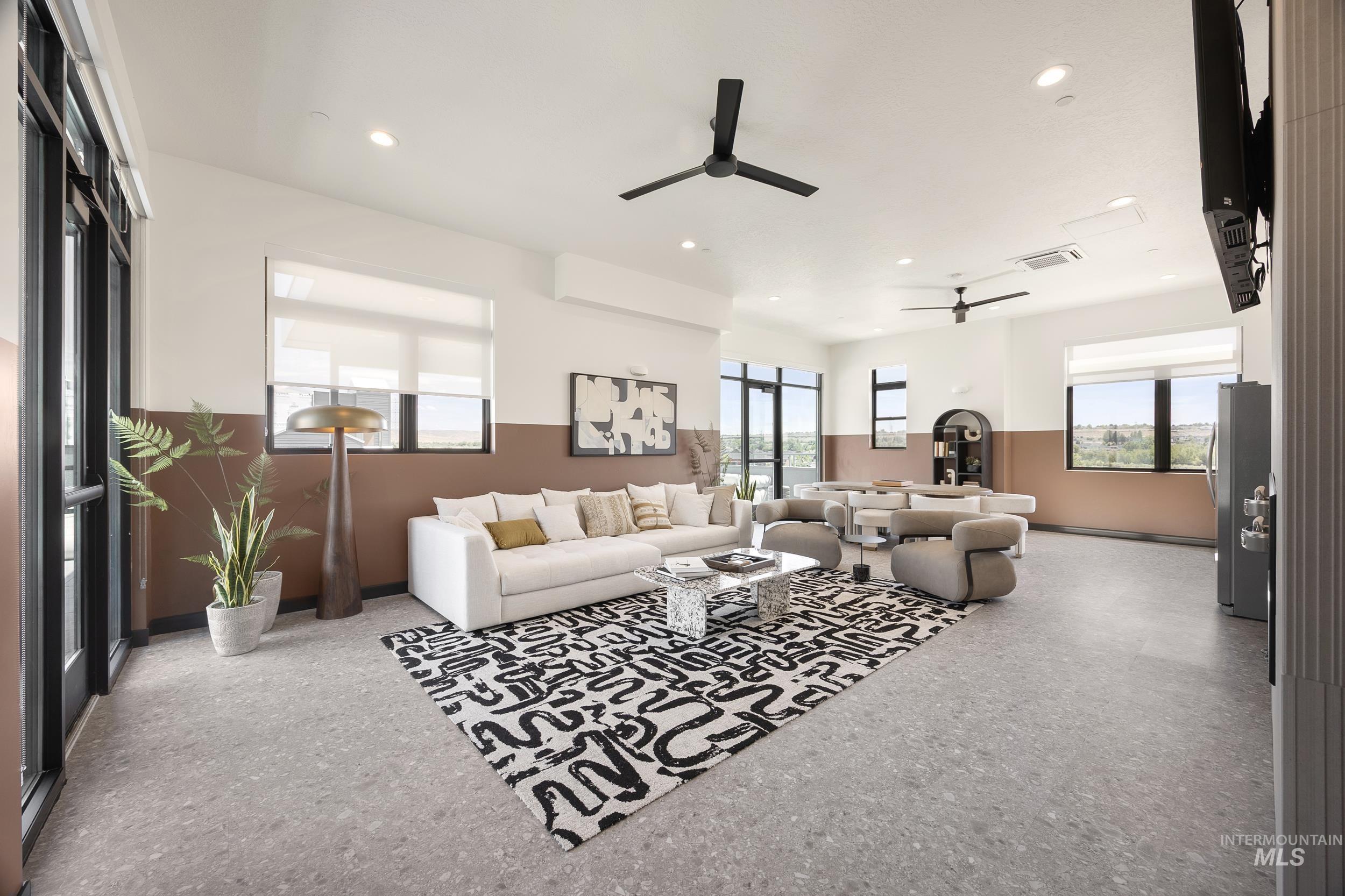 4340 East Haystack Street, Unit 104 Boise, ID 83716 - Photo 23 of 50 Living room with ceiling fan and recessed lighting