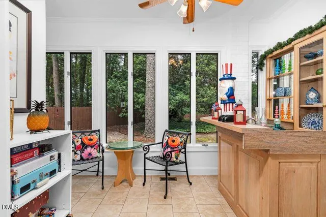 a living room filled with furniture and a potted plant