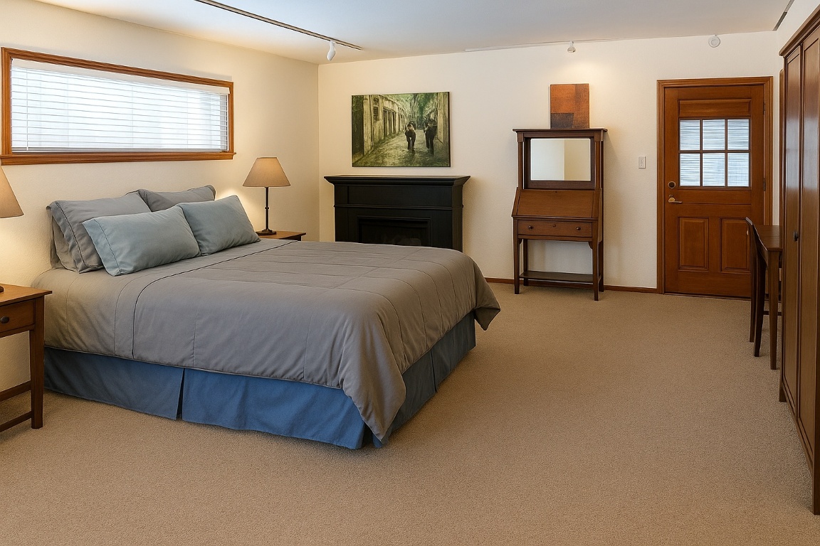 1205 Palo Duro Road Austin, TX 78757 - Photo 22 of 31 a spacious bedroom with a bed and painting on the wall