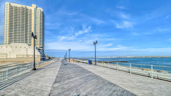 a view of a terrace with sky view