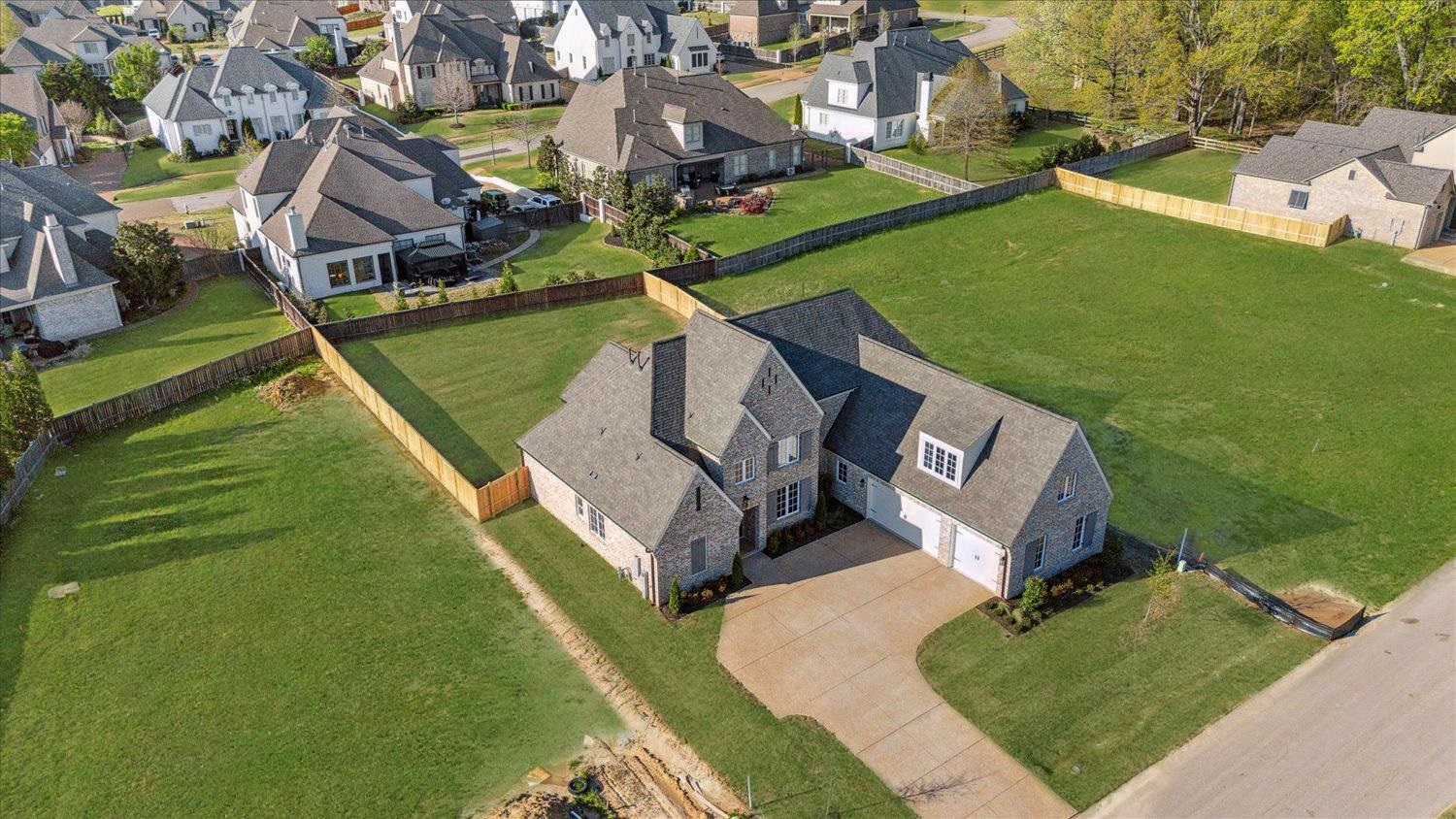 Aerial perspective of suburban area
