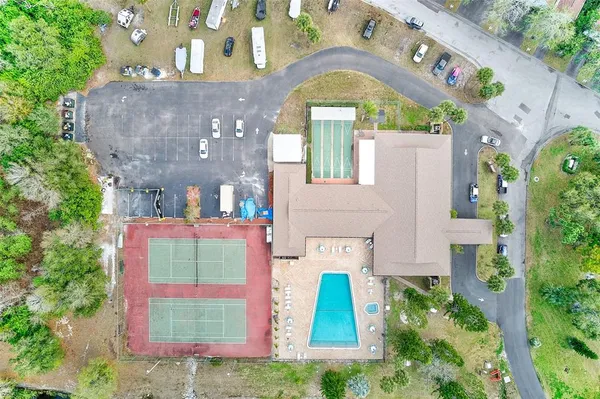 an aerial view of a house
