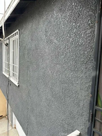 a bathroom with a shower curtain