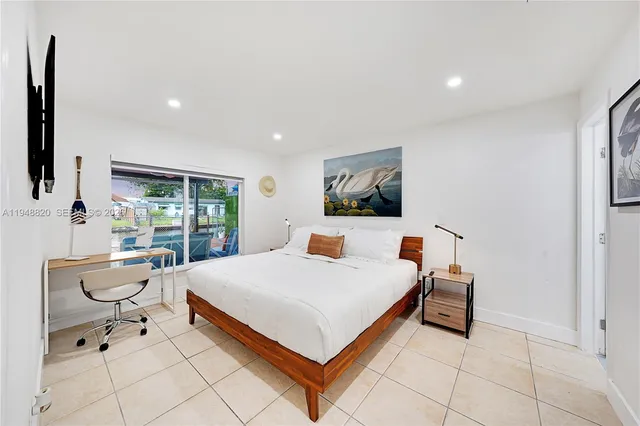 a bed room with a bed and a tv