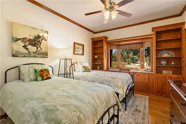 a view of a white house with a large tree and yard