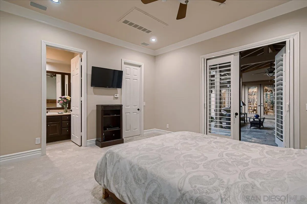 3349 Mendenaro Court Fallbrook, CA 92028 - Photo 29 of 34 a large bedroom with a bed and a television