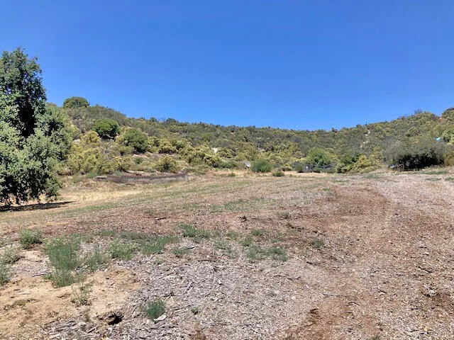 a view of a road with a mountain in the background