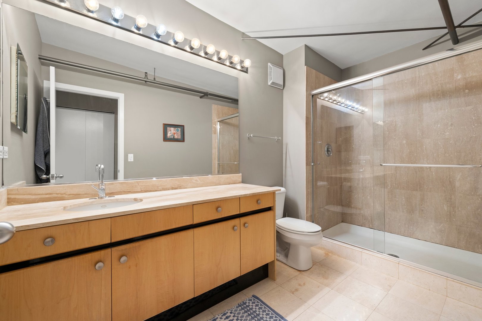 203 South Sangamon Street, Unit 306 Chicago, IL 60607 - Photo 20 of 30 a bathroom with a sink a toilet and shower