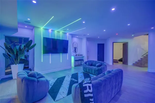 a living room with furniture