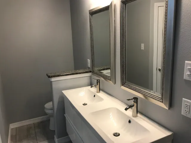 a bathroom with a sink and a toilet