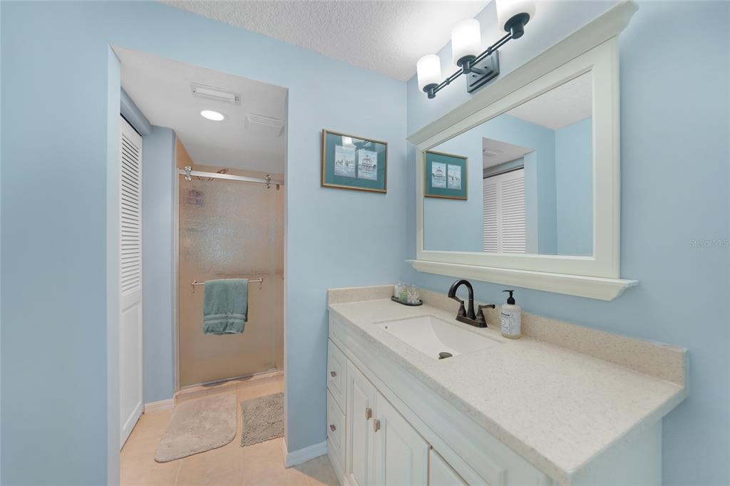 240 Lewis Circle, Unit 513 Punta Gorda, FL 33950 - Photo 18 of 45 a bathroom with a sink a light fixture and a mirror