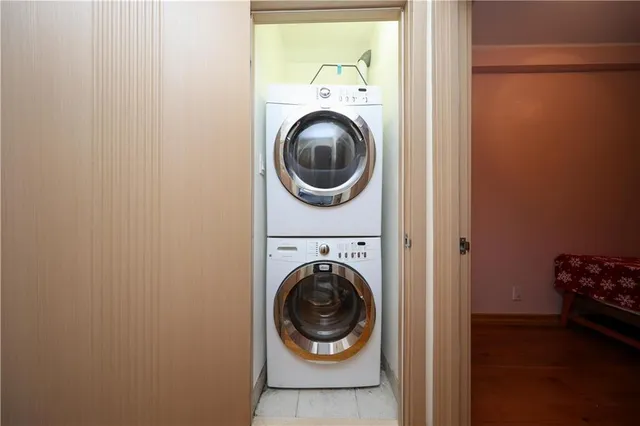 a close up view of a washer and dryer in a room