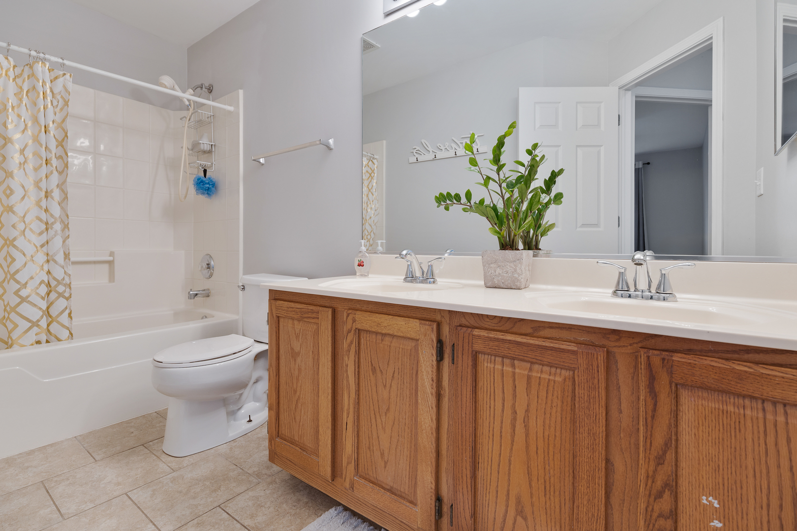 611 Woodbridge Drive Elgin, IL 60124 - Photo 23 of 28 a bathroom with a granite countertop toilet a sink and a bathtub