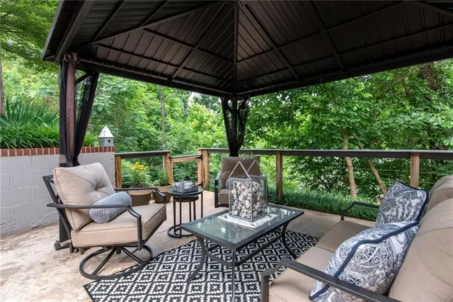 a view of a patio on the deck