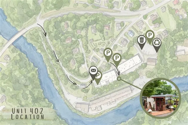 a view of a patio with table and chairs potted plants and large tree