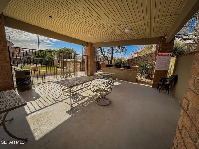 a outdoor space with patio furniture