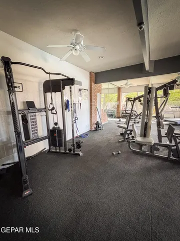 a view of a room with gym equipment