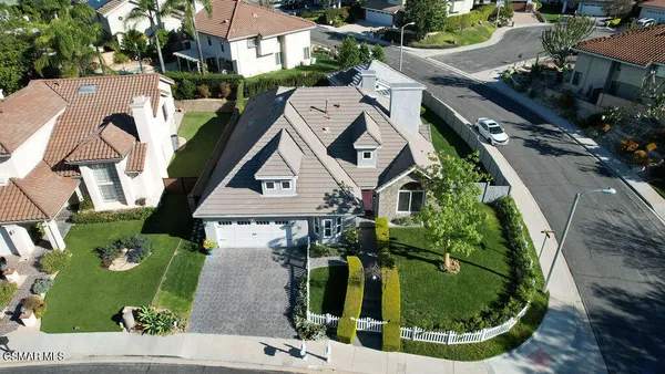 an aerial view of a house