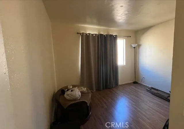 an empty room with a door