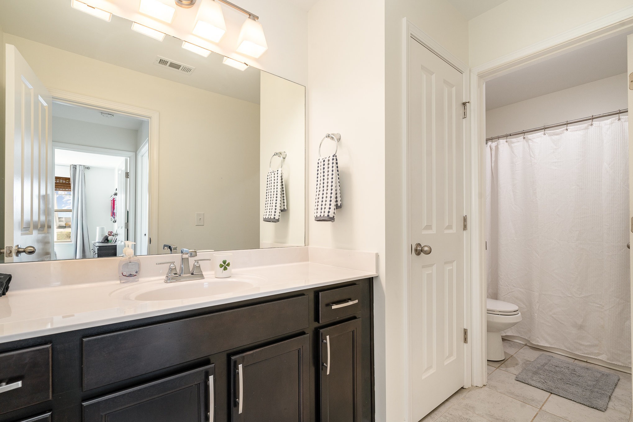 956 Carraway Lane Spring Hill, TN 37174 - Photo 19 of 27 a bathroom with a double vanity sink toilet and shower